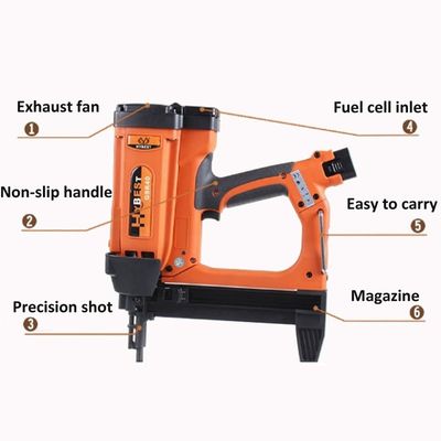 Προσαρμοσμένη υποστήριξη Ασύρματος Nailer Gas Nail Gun για σκυρόδεμα 800-100 Nails Ζωή κυψελών καυσίμου
