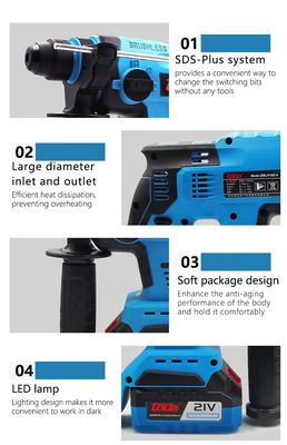 Ελαφρύς 21V Brushless ηλεκτρική δύναμη σφυρί τρυπάνι με 2pcs 4.0Ah μπαταρία λιθίου