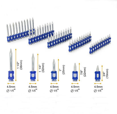 GB Standard Flat Head Plastic Strip Nails for Concrete Gas Σιδηρουργικά στριμμένα καρφιά από χάλυβα